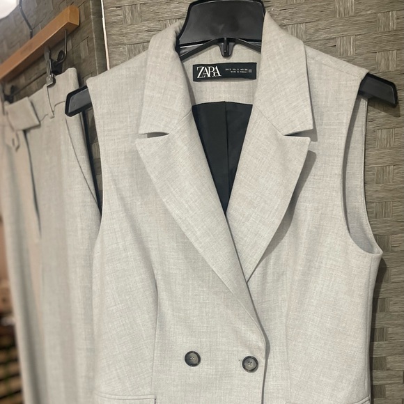 Zara Light Gray Double-Breasted Vest and pant suit - Picture 4 of 6